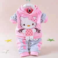 Boys Baby Girls Clothing Set Velvet Sport Newborn Clothes Suit Cow Hello Kitty Long Sleeve Hello Kitty pink