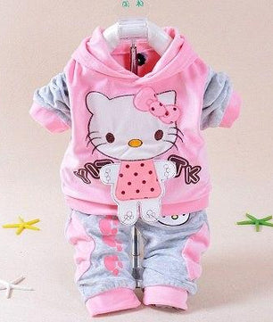 Boys Baby Girls Clothing Set Velvet Sport Newborn Clothes Suit Cow Hello Kitty Long Sleeve - Lusy Store