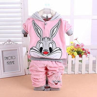 Boys Baby Girls Clothing Set Velvet Sport Newborn Clothes Suit Cow Hello Kitty Long Sleeve Rabbit pink
