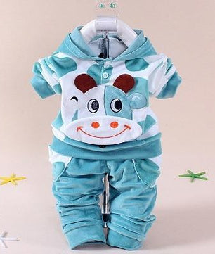 Boys Baby Girls Clothing Set Velvet Sport Newborn Clothes Suit Cow Hello Kitty Long Sleeve - Lusy Store