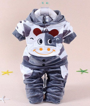 Boys Baby Girls Clothing Set Velvet Sport Newborn Clothes Suit Cow Hello Kitty Long Sleeve - Lusy Store