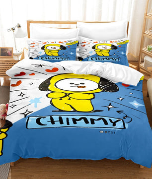 Bt21 Bed Sheets K-Pop 3 Pcs Twin Full Queen King Duvet Cover Bedding Sets - Lusy Store