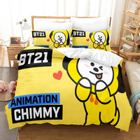 Bt21 Bed Sheets K-Pop 3 Pcs Twin Full Queen King Duvet Cover Bedding Sets - Lusy Store