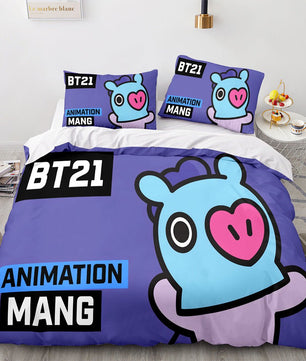 Bt21 Bed Sheets K-Pop 3 Pcs Twin Full Queen King Duvet Cover Bedding Sets - Lusy Store