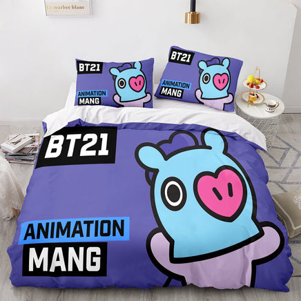 Bt21 Bed Sheets K-Pop 3 Pcs Twin Full Queen King Duvet Cover Bedding Sets - Lusy Store