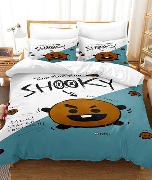 Bt21 Bed Sheets K-Pop 3 Pcs Twin Full Queen King Duvet Cover Bedding Sets - Lusy Store