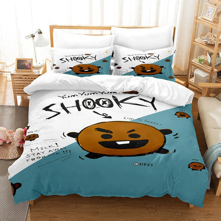 Bt21 Bed Sheets K-Pop 3 Pcs Twin Full Queen King Duvet Cover Bedding Sets - Lusy Store