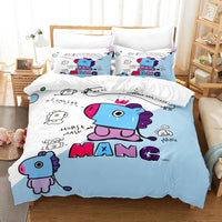 Bt21 Bed Sheets K-Pop 3 Pcs Twin Full Queen King Duvet Cover Bedding Sets - Lusy Store