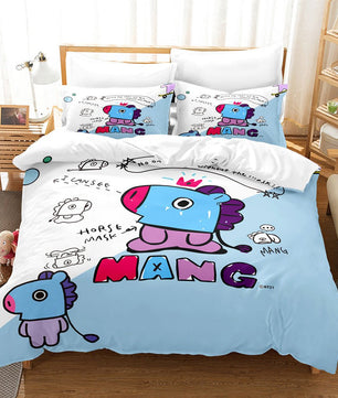 Bt21 Bed Sheets K-Pop 3 Pcs Twin Full Queen King Duvet Cover Bedding Sets - Lusy Store