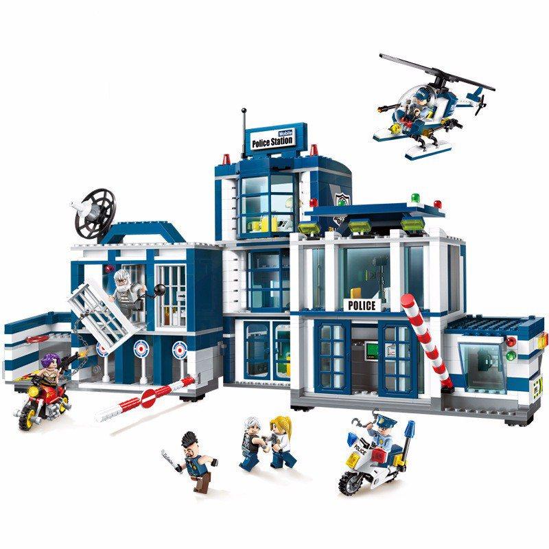 Building kits compatible with lego city Police Station Helicopter Educational toys hobbies to children - Lusy Store