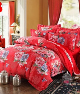 Bule Jacquard Floral Luxury Bedding Set - Lusy Store