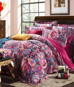 Bule Jacquard Floral Luxury Bedding Set - Lusy Store