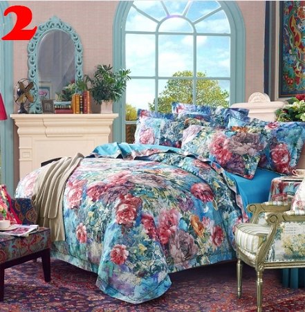 Bule Jacquard Floral Luxury Bedding Set - Lusy Store