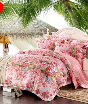Bule Jacquard Floral Luxury Bedding Set - Lusy Store