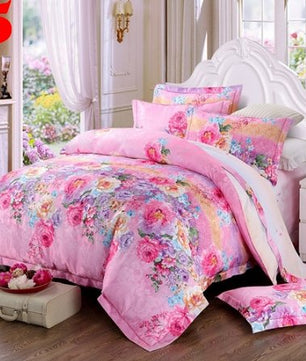 Bule Jacquard Floral Luxury Bedding Set - Lusy Store