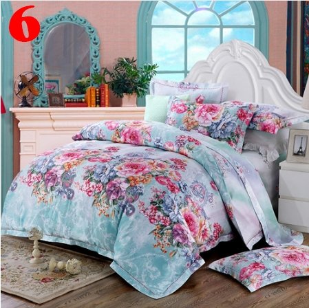 Bule Jacquard Floral Luxury Bedding Set - Lusy Store