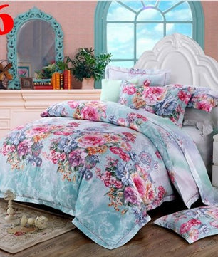 Bule Jacquard Floral Luxury Bedding Set - Lusy Store