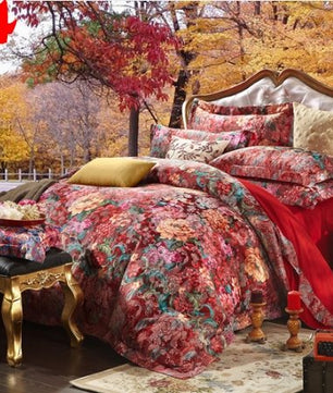 Bule Jacquard Floral Luxury Bedding Set - Lusy Store