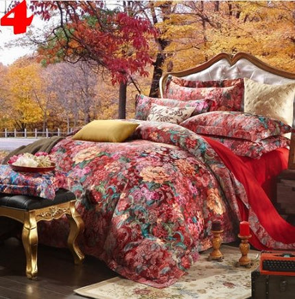 Bule Jacquard Floral Luxury Bedding Set - Lusy Store