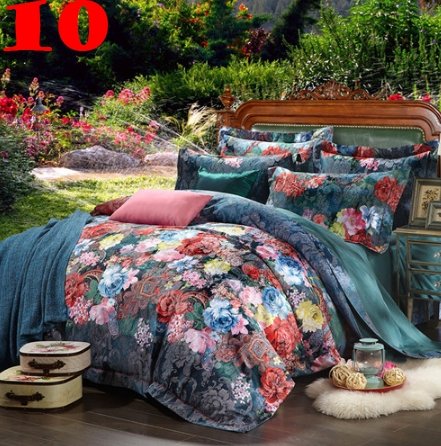 Bule Jacquard Floral Luxury Bedding Set - Lusy Store