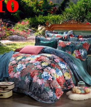 Bule Jacquard Floral Luxury Bedding Set - Lusy Store