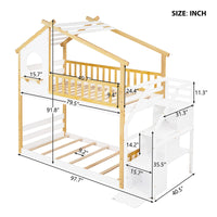 Bunk Beds Stairway Twin Over Twin Storage And Guard Rail Natural Bed F419