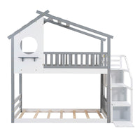 Bunk Beds Stairway Twin Over Twin Storage And Guard Rail Natural Bed F419