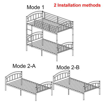 Bunk Beds Twin Metal Heavy Duty Convertible For Boys Girls Teens F410 - Lusy Store