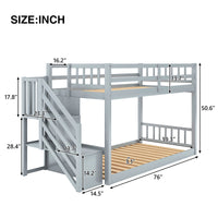 Bunk Beds Twin-Over-Twin Solid Wood With Storage Trundle Bed F418 - Lusy Store