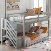 Bunk Beds Twin-Over-Twin Solid Wood With Storage Trundle Bed F418 - Lusy Store