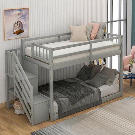 Bunk Beds Twin-Over-Twin Solid Wood With Storage Trundle Bed F418 - Lusy Store