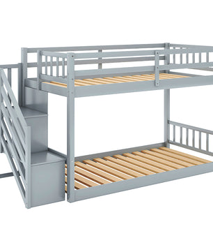 Bunk Beds Twin-Over-Twin Solid Wood With Storage Trundle Bed F418 - Lusy Store