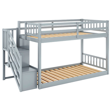 Bunk Beds Twin-Over-Twin Solid Wood With Storage Trundle Bed F418 - Lusy Store