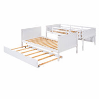Bunk Beds Twin-Over-Twin With Twin Size Trundle Separable Bunk Bed With Bookshelf F420 - Lusy Store