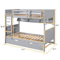 Bunk Beds Twin-Over-Twin With Twin Size Trundle Separable Bunk Bed With Bookshelf F420 - Lusy Store