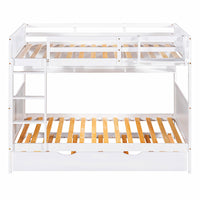 Bunk Beds Twin-Over-Twin With Twin Size Trundle Separable Bunk Bed With Bookshelf F420 - Lusy Store