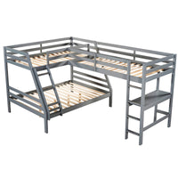 Bunk Beds Twin Size Full Size L Shaped Loft Bed With Built In Desk F415 - Lusy Store