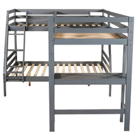 Bunk Beds Twin Size Full Size L Shaped Loft Bed With Built In Desk F415 - Lusy Store