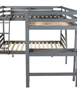 Bunk Beds Twin Size Full Size L Shaped Loft Bed With Built In Desk F415 - Lusy Store