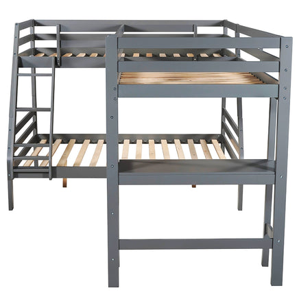 Bunk Beds Twin Size Full Size L Shaped Loft Bed With Built In Desk F415 - Lusy Store