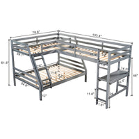 Bunk Beds Twin Size Full Size L Shaped Loft Bed With Built In Desk F415 - Lusy Store