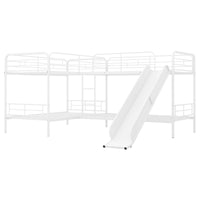 Bunk Beds Twin Size L Shaped With Slide And White Ladder F414 - Lusy Store