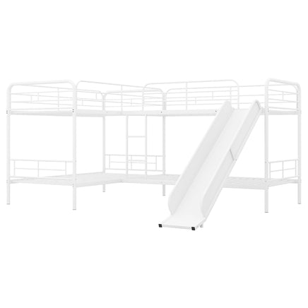 Bunk Beds Twin Size L Shaped With Slide And White Ladder F414 - Lusy Store
