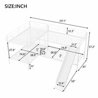 Bunk Beds Twin Size L Shaped With Slide And White Ladder F414 - Lusy Store
