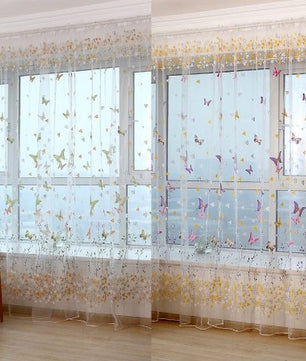Butterfly Branches Printed Tulle Curtain - Lusy Store