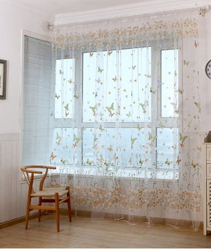 Butterfly Branches Printed Tulle Curtain - Lusy Store