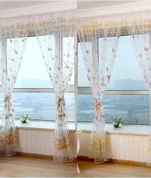 Butterfly Branches Printed Tulle Curtain - Lusy Store