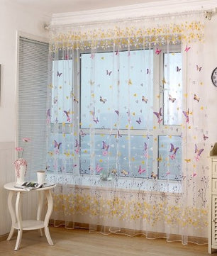 Butterfly Branches Printed Tulle Curtain - Lusy Store
