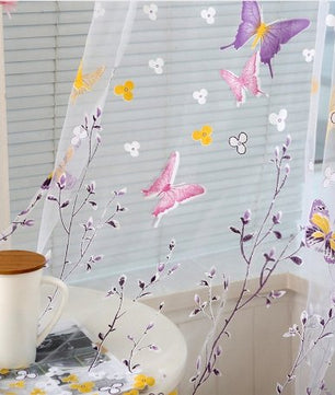 Butterfly Branches Printed Tulle Curtain - Lusy Store