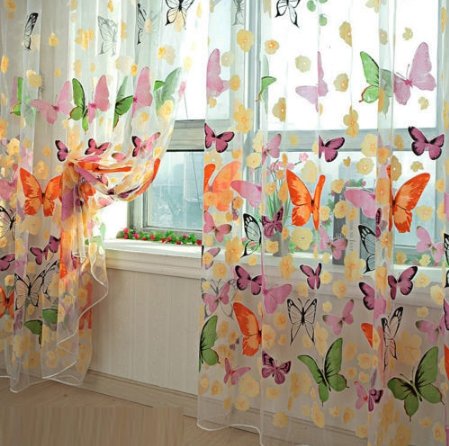 Butterfly Print Sheer Window - Lusy Store